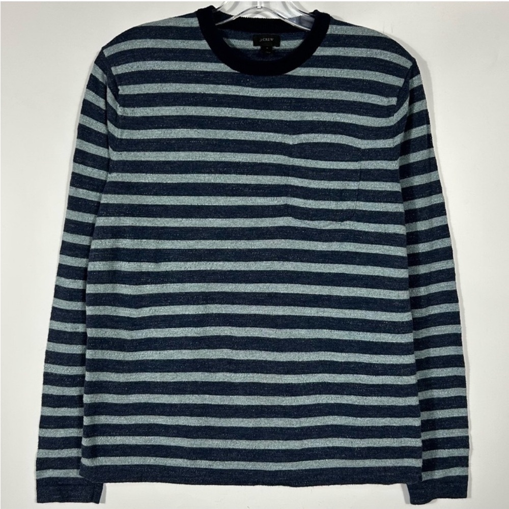 J.CREW 100% Cotton Blue Stripped Long Sleeve
Crewneck Sweater Size S